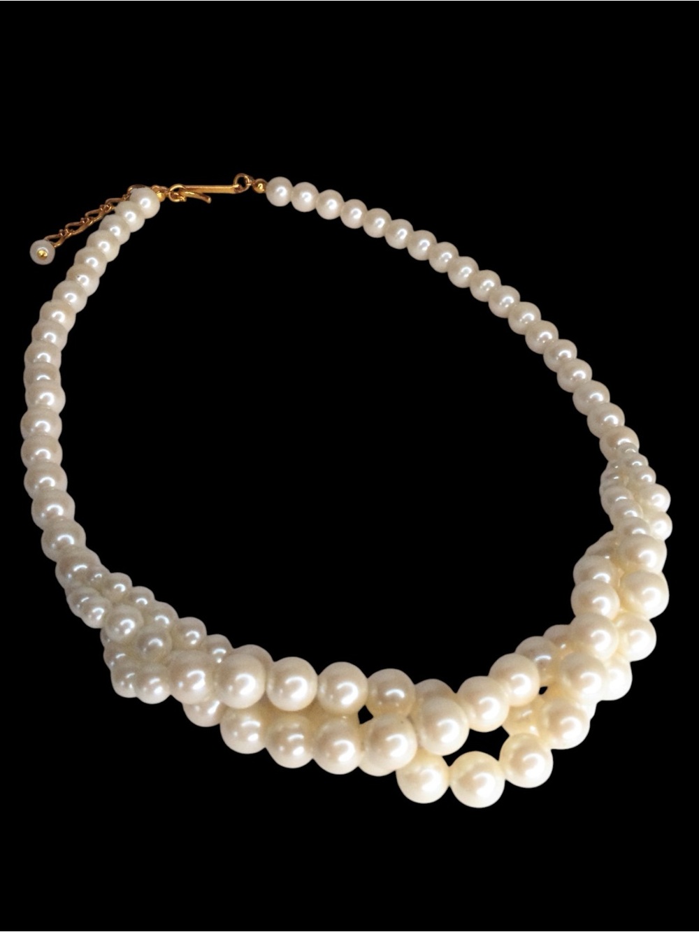 Vintage 1993 Avon “Portraits of Love” Faux Pearl Triple‑Strand Braided Necklace - Picture 10 of 11